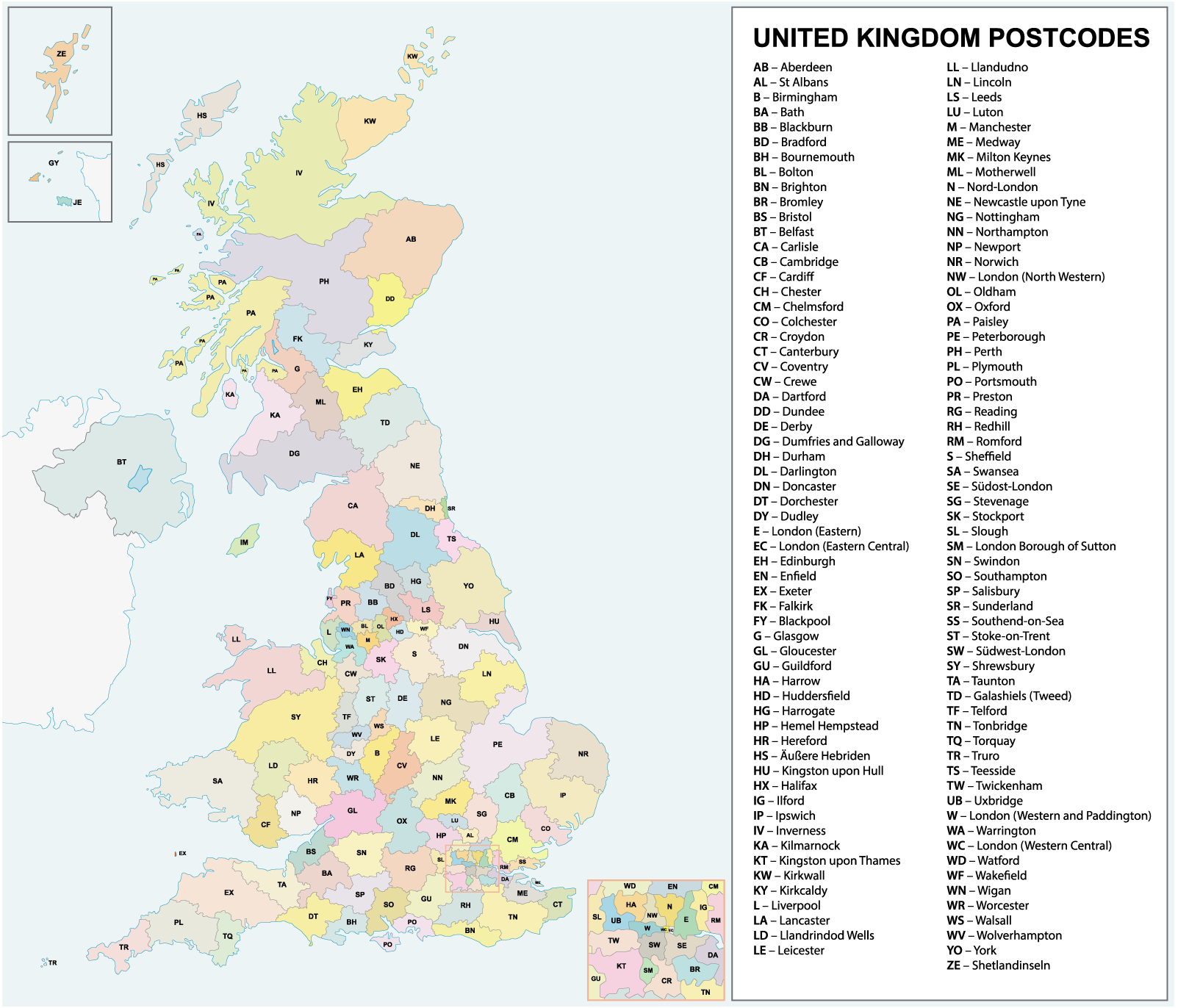 Uk Postcode Areas Map For Printing A Format Maproom | My XXX Hot Girl